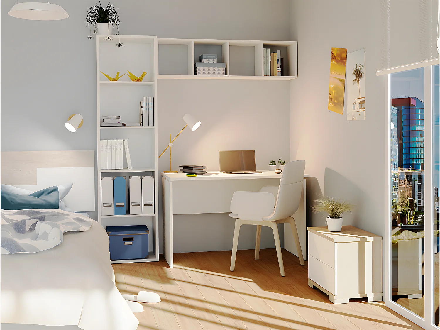 Bureau coloris blanc - Hauteur 76 x Longueur 120 x Profondeur 68 cm