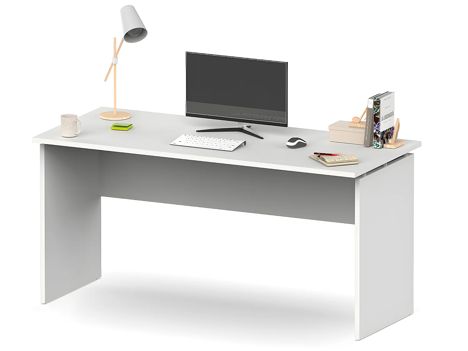 Bureau coloris blanc - Hauteur 76 x Longueur 155 x Profondeur 68 cm