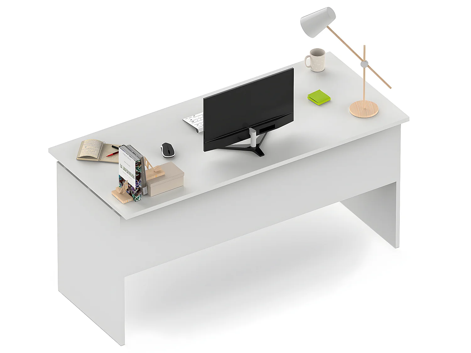 Bureau coloris blanc - Hauteur 76 x Longueur 155 x Profondeur 68 cm