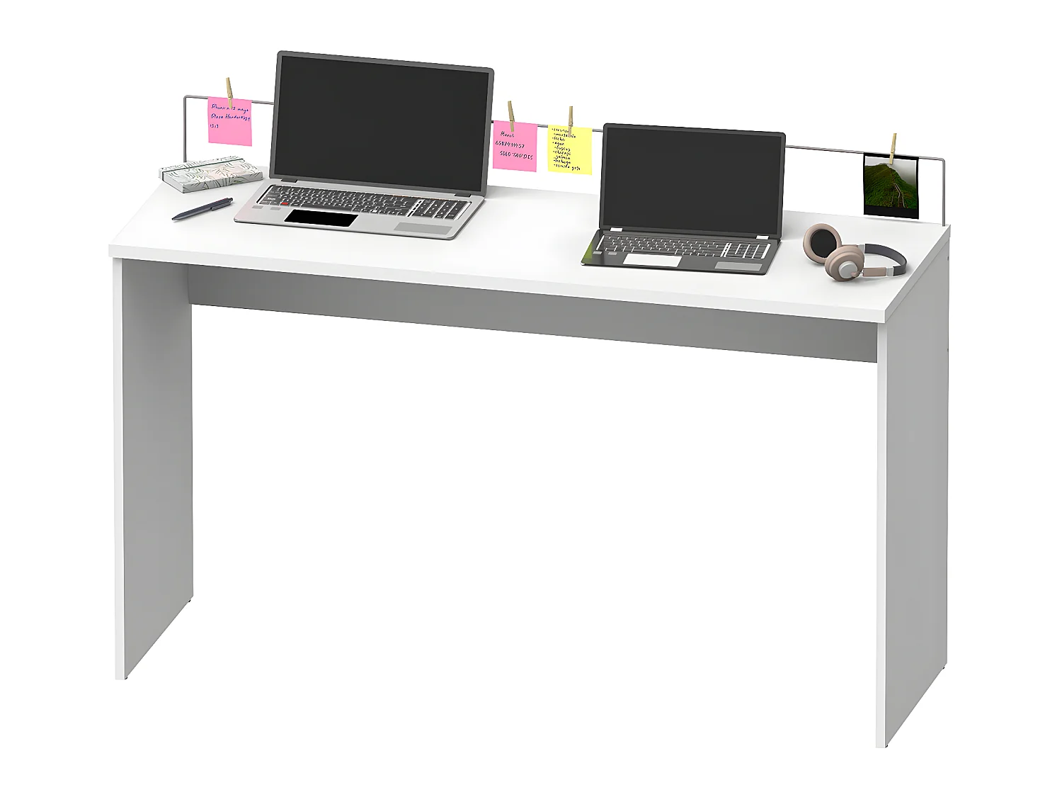 Bureau coloris Blanc - Hauteur 89 x Longueur 131.5 x Profondeur 45 cm