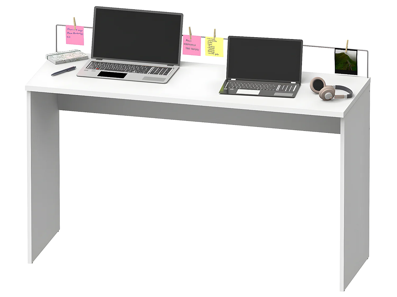 Bureau coloris Blanc - Hauteur 89 x Longueur 131.5 x Profondeur 45 cm