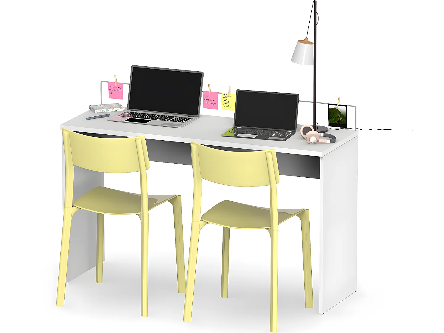 Bureau coloris Blanc - Hauteur 89 x Longueur 131.5 x Profondeur 45 cm