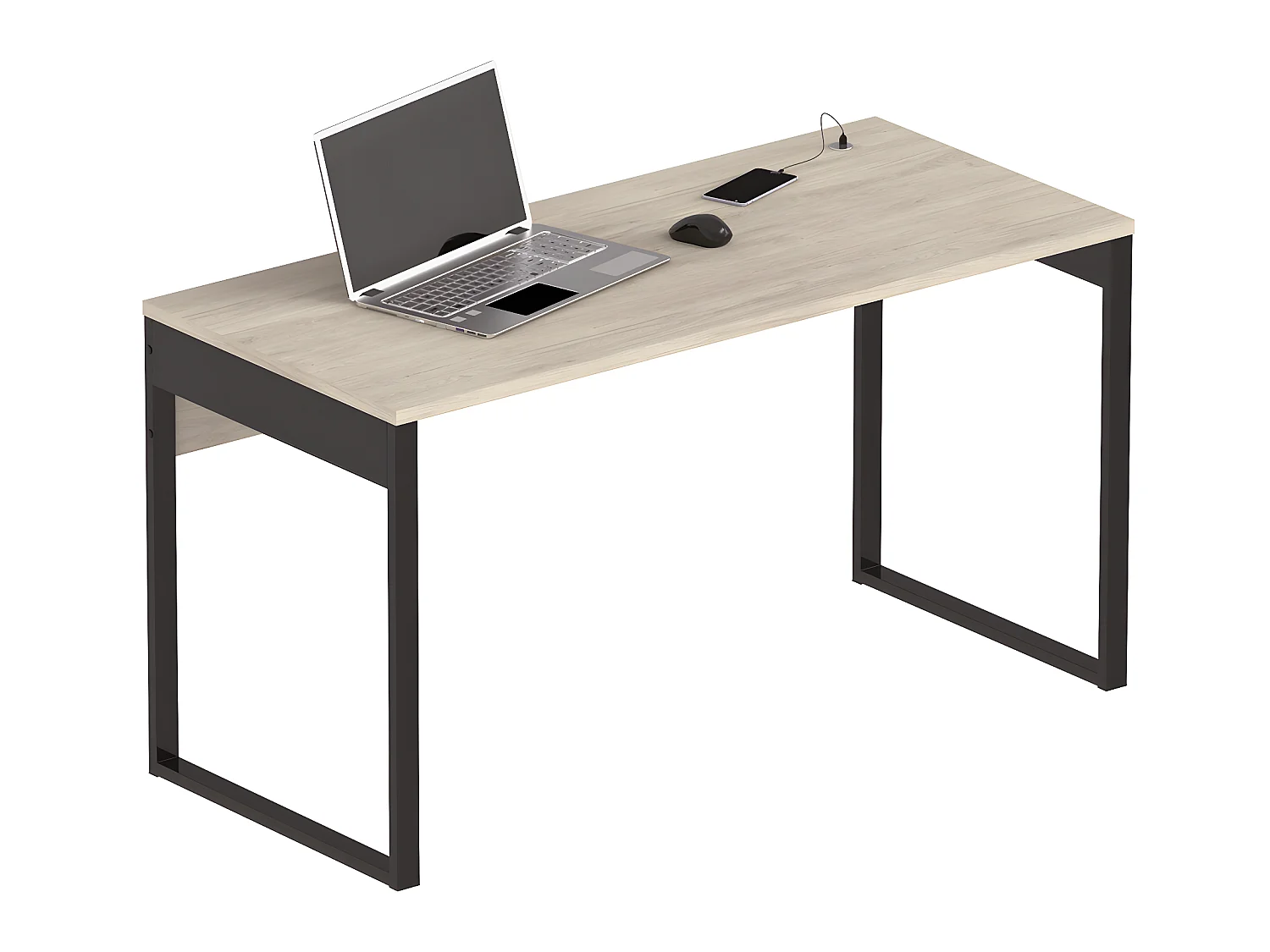 Bureau coloris effet bois/blanc - Hauteur 76 x Longueur 135 x Profondeur 60 cm