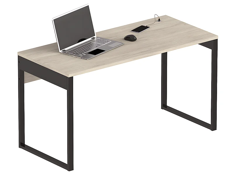 Bureau coloris effet bois/blanc - Hauteur 76 x Longueur 135 x Profondeur 60 cm