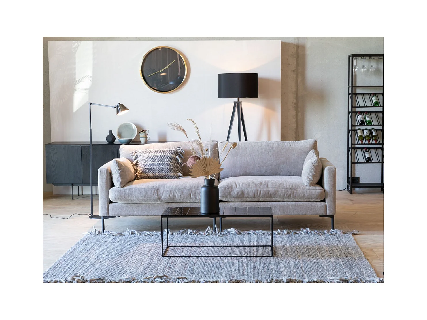 SUMMER - Canapé 3 places en tissu microfibres beige L 230