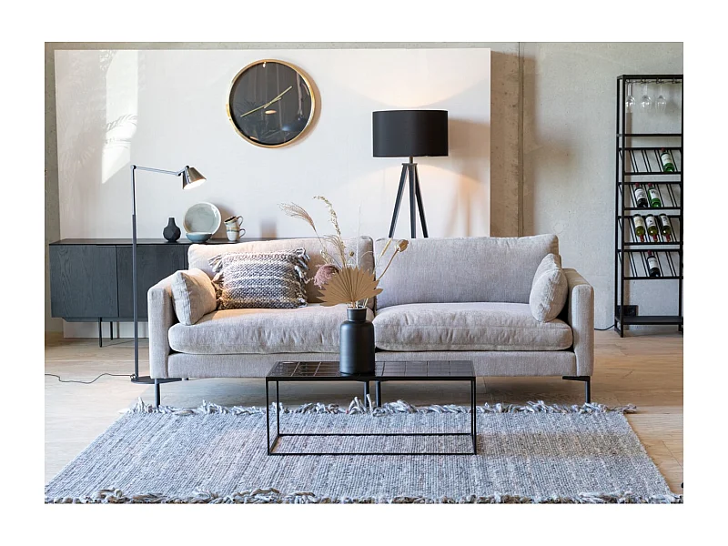 Summer - Canapé droit 3 places en tissu et pieds en métal - Beige