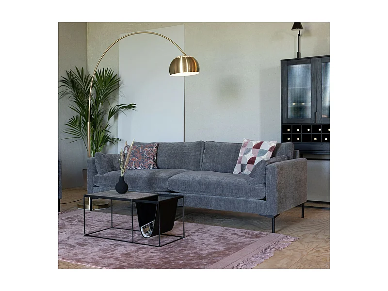 SUMMER - Canapé 3 places en tissu microfibre gris L 230