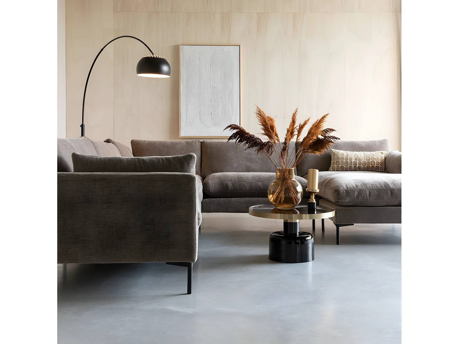 SUMMER - Canapé confortable 5 places en tissu café