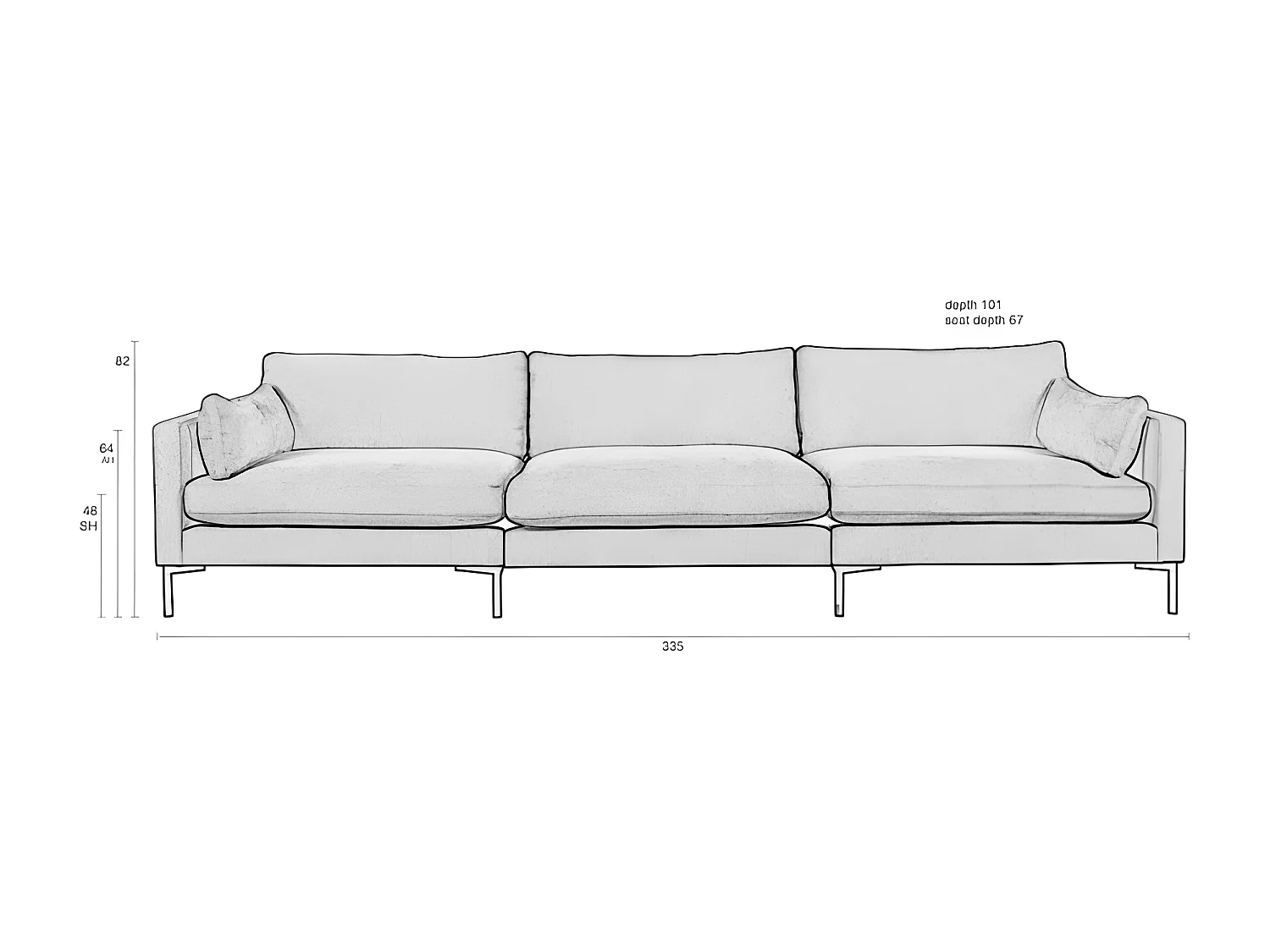 SUMMER - Canapé confortable 5 places en tissu café