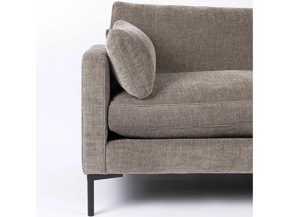 Summer - Canapé droit 5 places en tissu et pieds en métal - Café