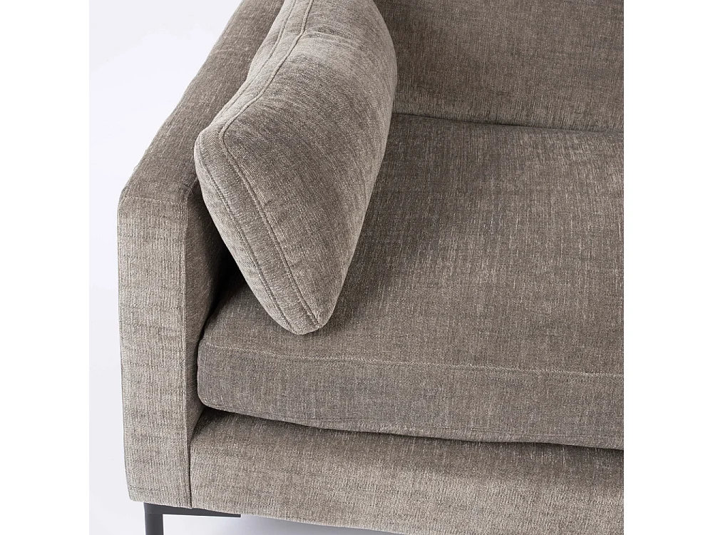 Summer - Canapé droit 5 places en tissu et pieds en métal - Café