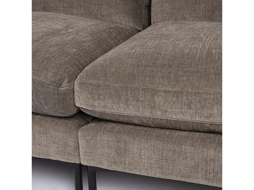 Summer - Canapé droit 5 places en tissu et pieds en métal - Café