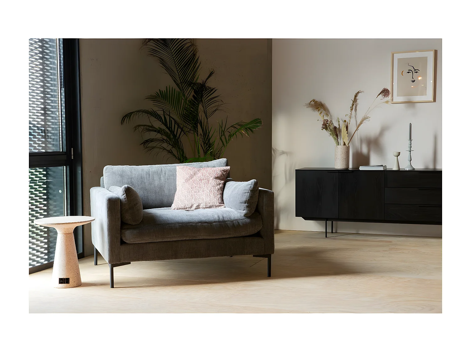 SUMMER - Fauteuil en microfibres gris confortable