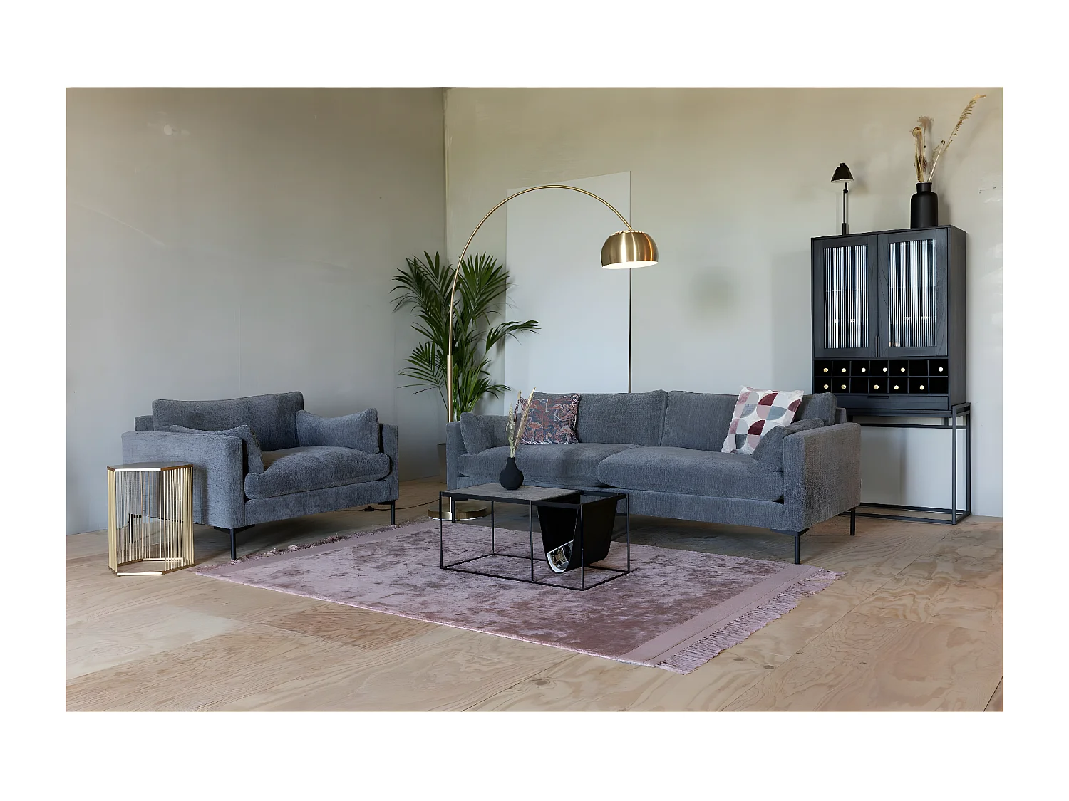 SUMMER - Fauteuil en microfibres gris confortable