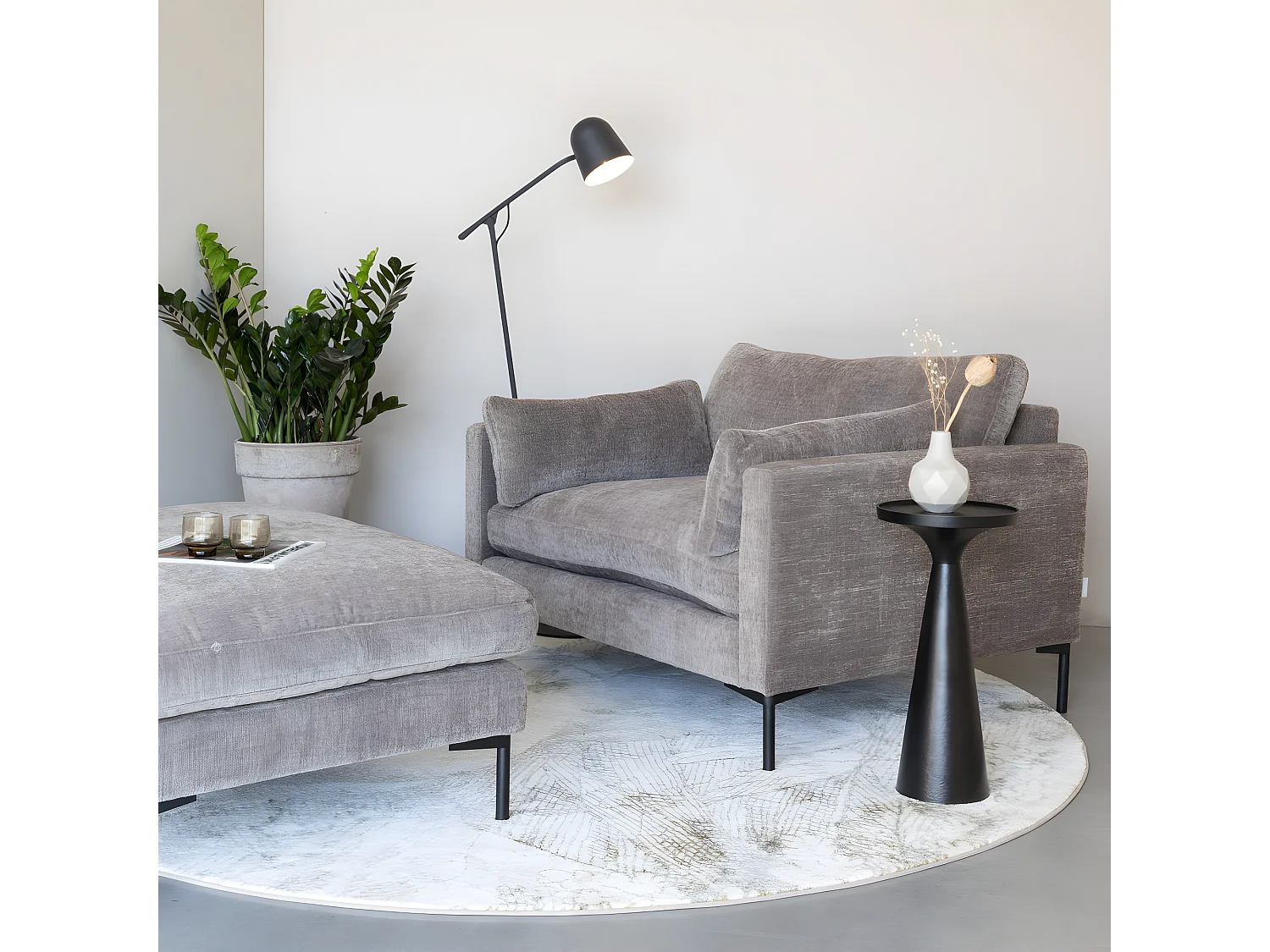 SUMMER - Fauteuil en tissu microfibres marron café - Confort et élégance