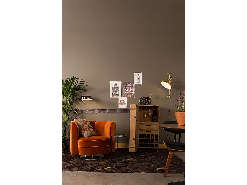 FLOWER - Poltrona art déco in velluto arancione