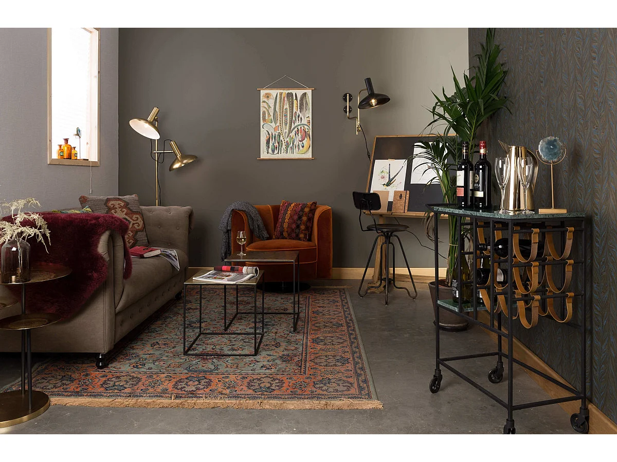 FLOWER - Poltrona art déco in velluto arancione