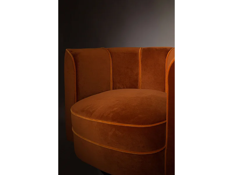 FLOWER - Poltrona art déco in velluto arancione