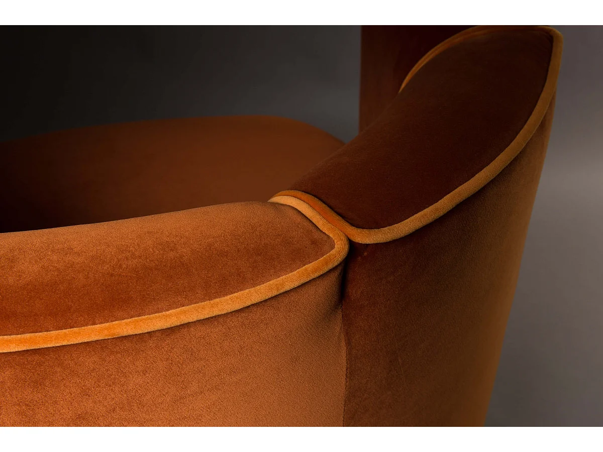 FLOWER - Poltrona art déco in velluto arancione