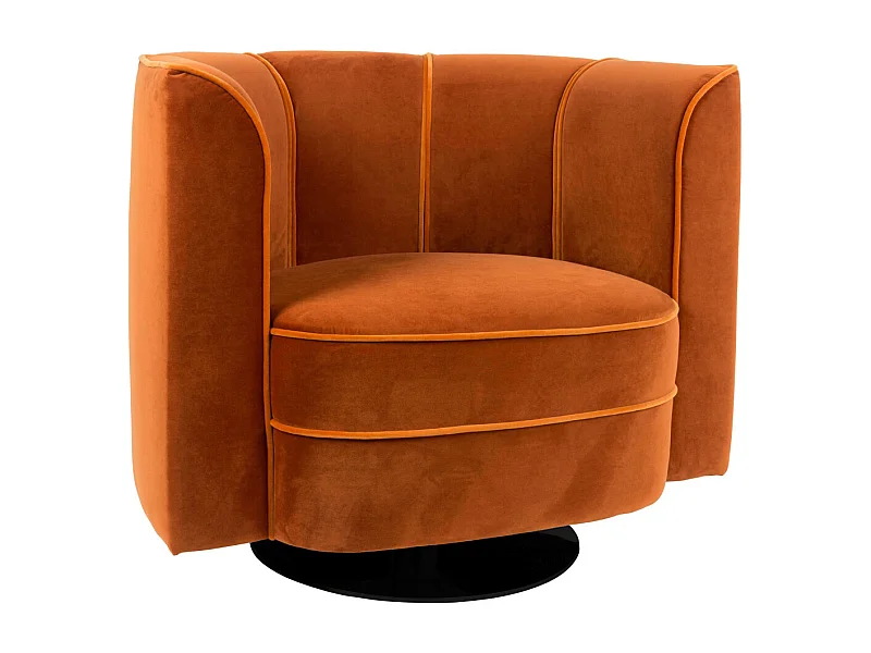 FLOWER - Poltrona art déco in velluto arancione