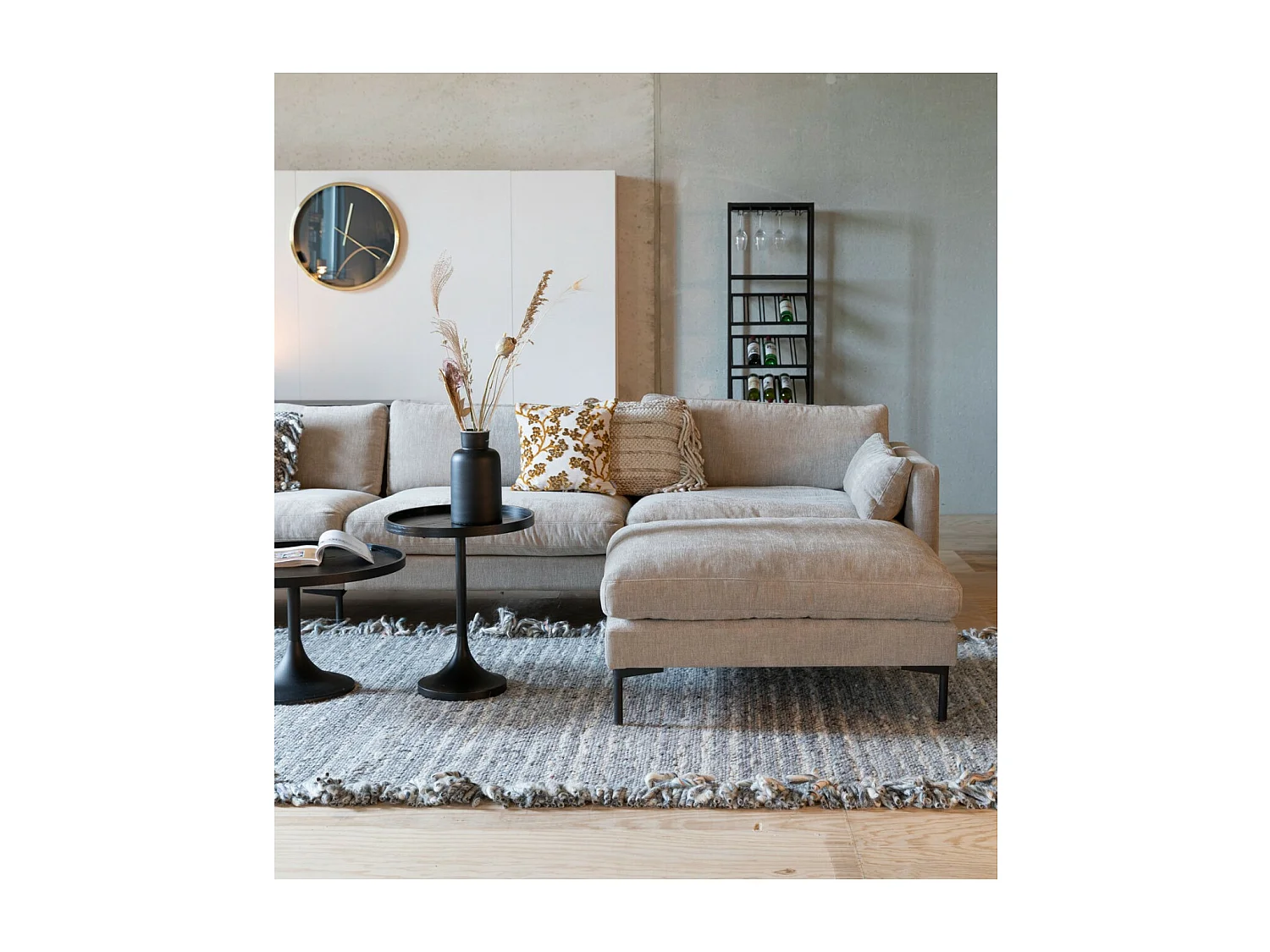 SUMMER - Pouf en tissu microfibres beige Summer