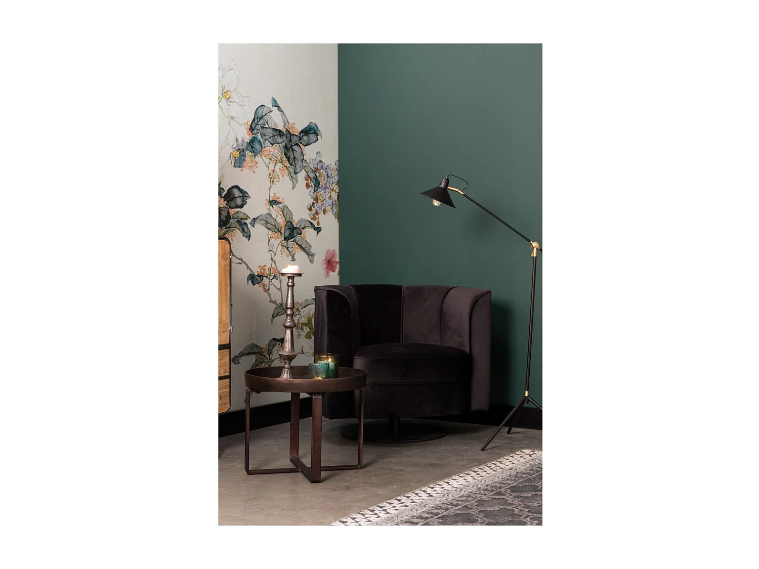 Flower - Fauteuil lounge en velours - Couleur - Noir