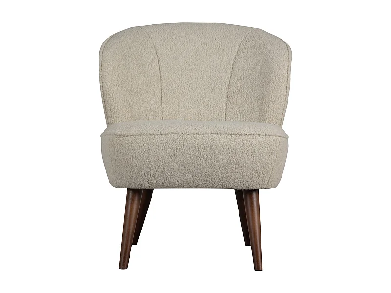 SARA - Fauteuil teddy en tissu doux blanc cassé