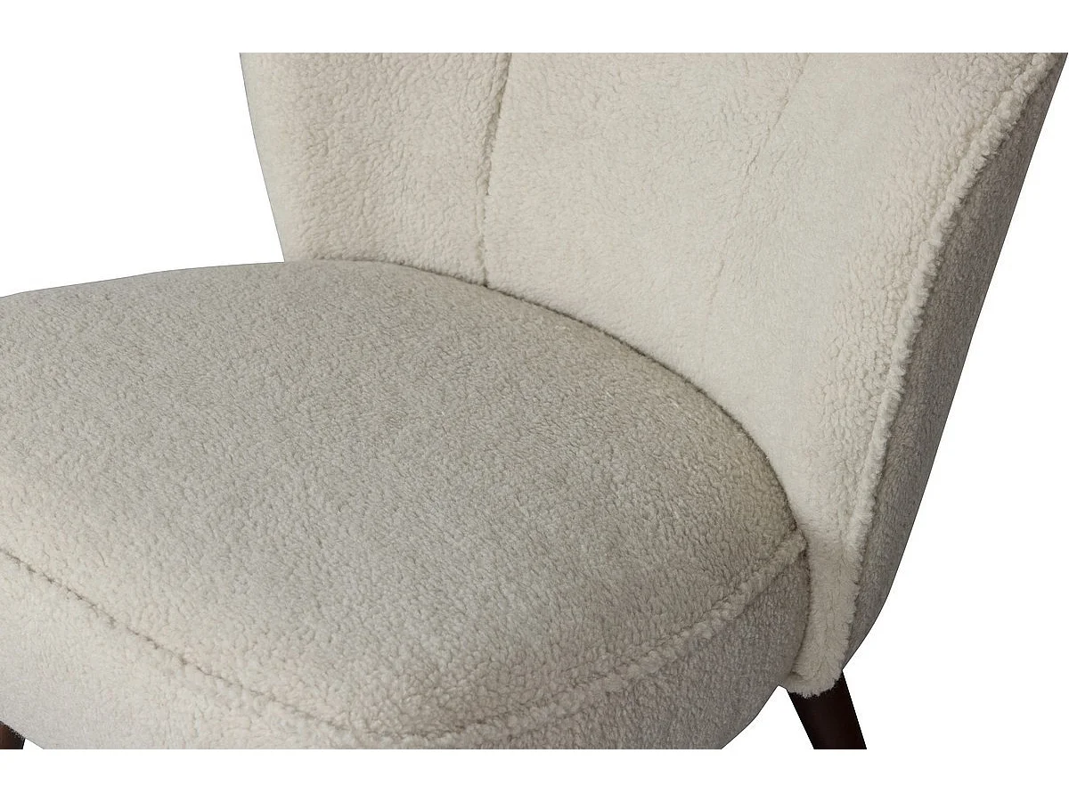 SARA - Fauteuil teddy en tissu doux blanc cassé