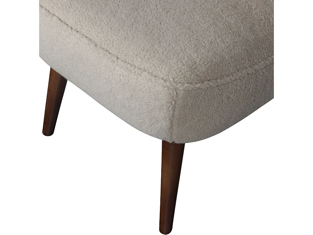 SARA - Fauteuil teddy en tissu doux blanc cassé