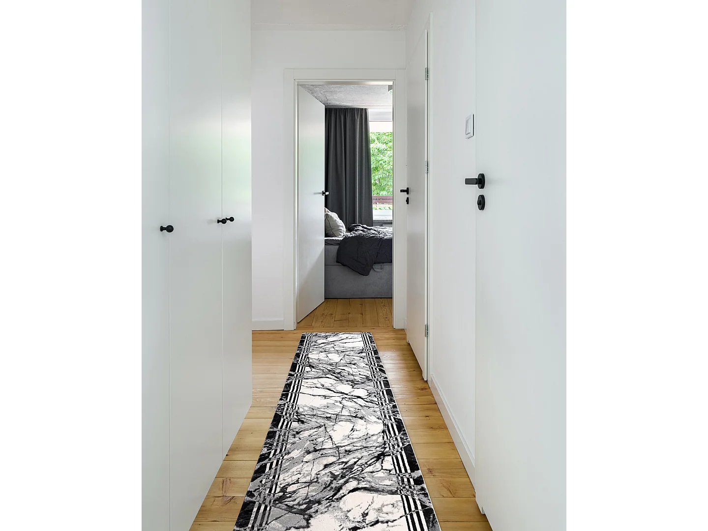 Tapis de couloir TULS 51210 moderne, Marbre anthracite 80x1250 cm