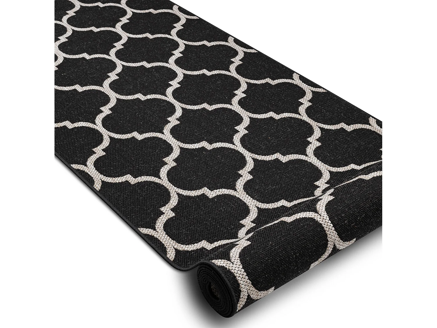 TAPIS DE COULOIR SIZAL FLOORLUX modèle 20608 Treillis marocain noir / 100x980 cm
