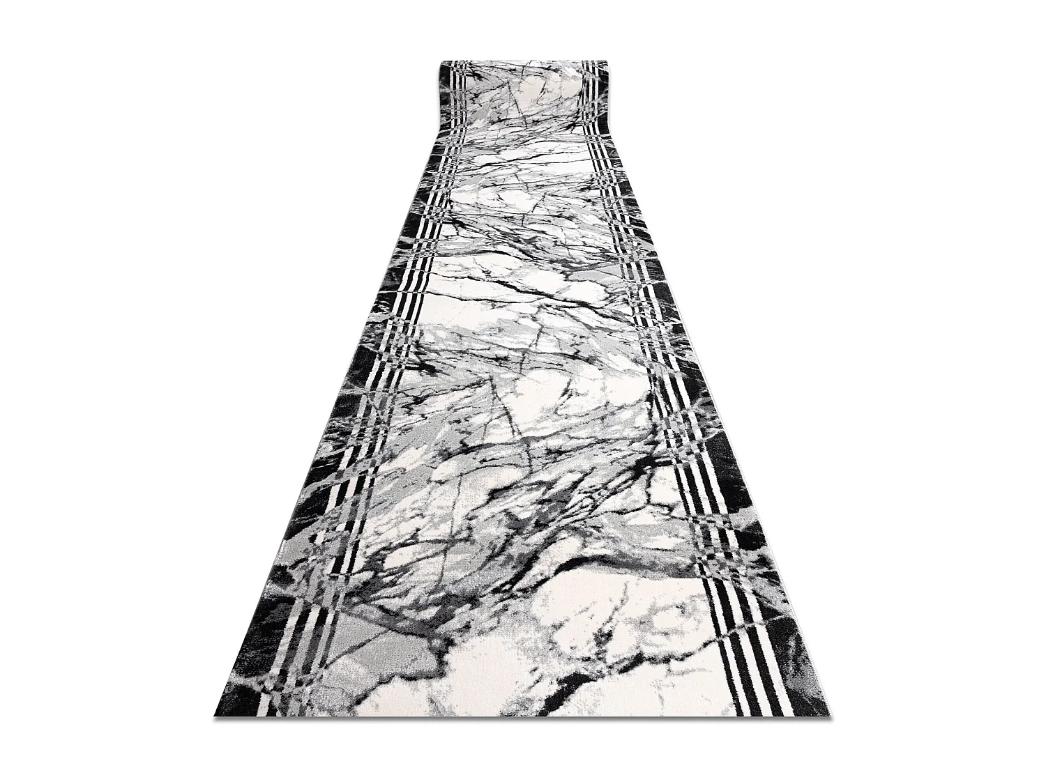 Tapis de couloir TULS 51210 moderne, Marbre anthracite 60x310 cm