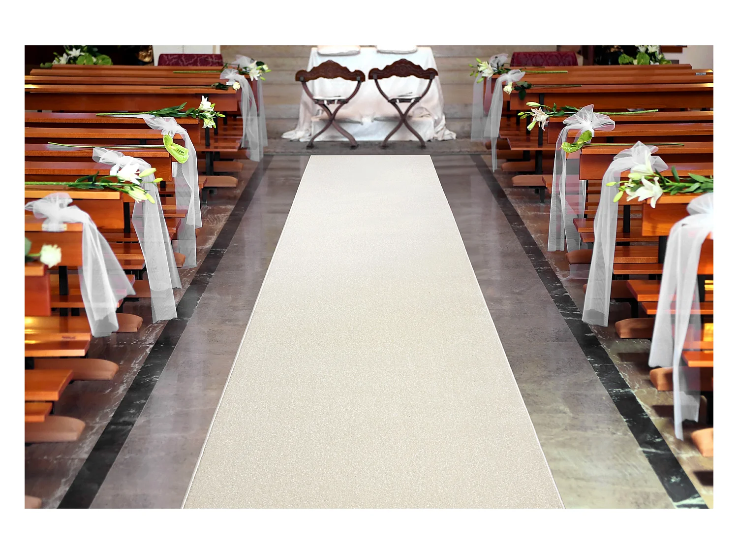 Tapis de couloir KARMEL plaine, une couleur blanc 100x720 cm