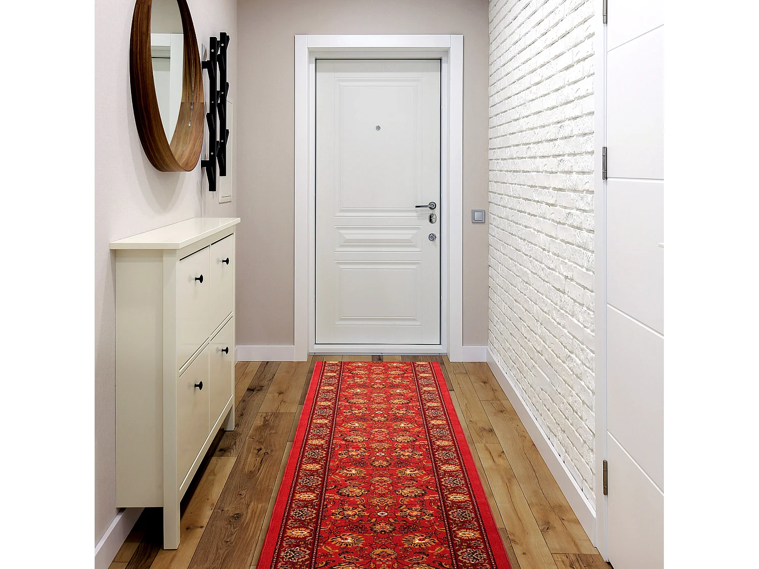 Triangles de couloir TRADYCJA traditionnel antidérapants Rouge gomme 110x810 cm