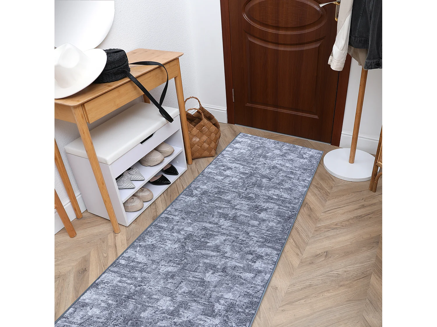 Tapis de couloir SOLID gris 90 BÉTON  90x370 cm