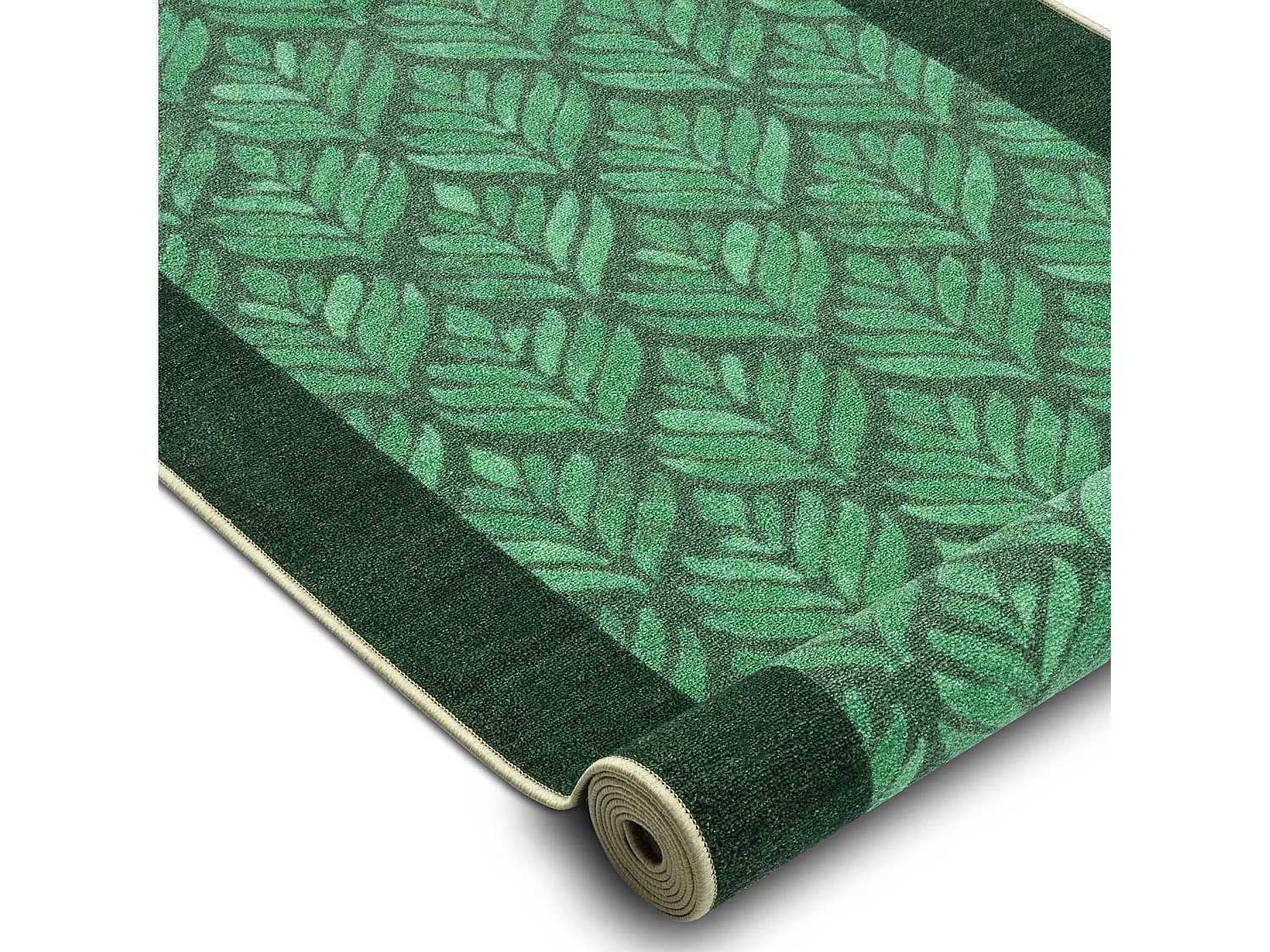 Passatoia antiscivolo LIŚCIE foglie, gomma verde 80x740 cm