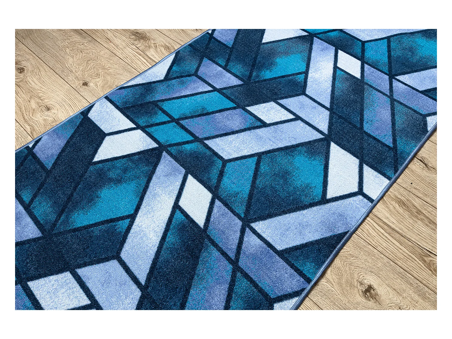 TAPIS DE COULOIR ANTIDÉRAPANT ROMBY diamants bleu marine 67x370 cm