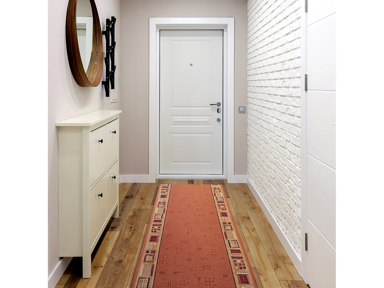 TAPIS DE COULOIR ANTIDÉRAPANT JENA roux 80x890 cm