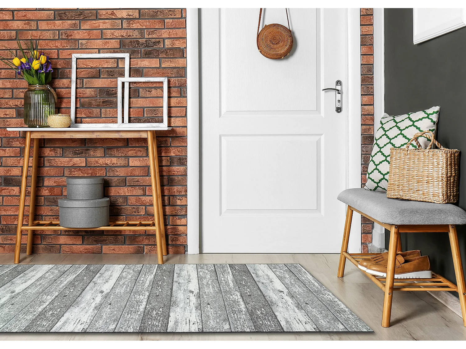 TAPIS DE COULOIR antidérapant Bois, planche gris 67x630 cm