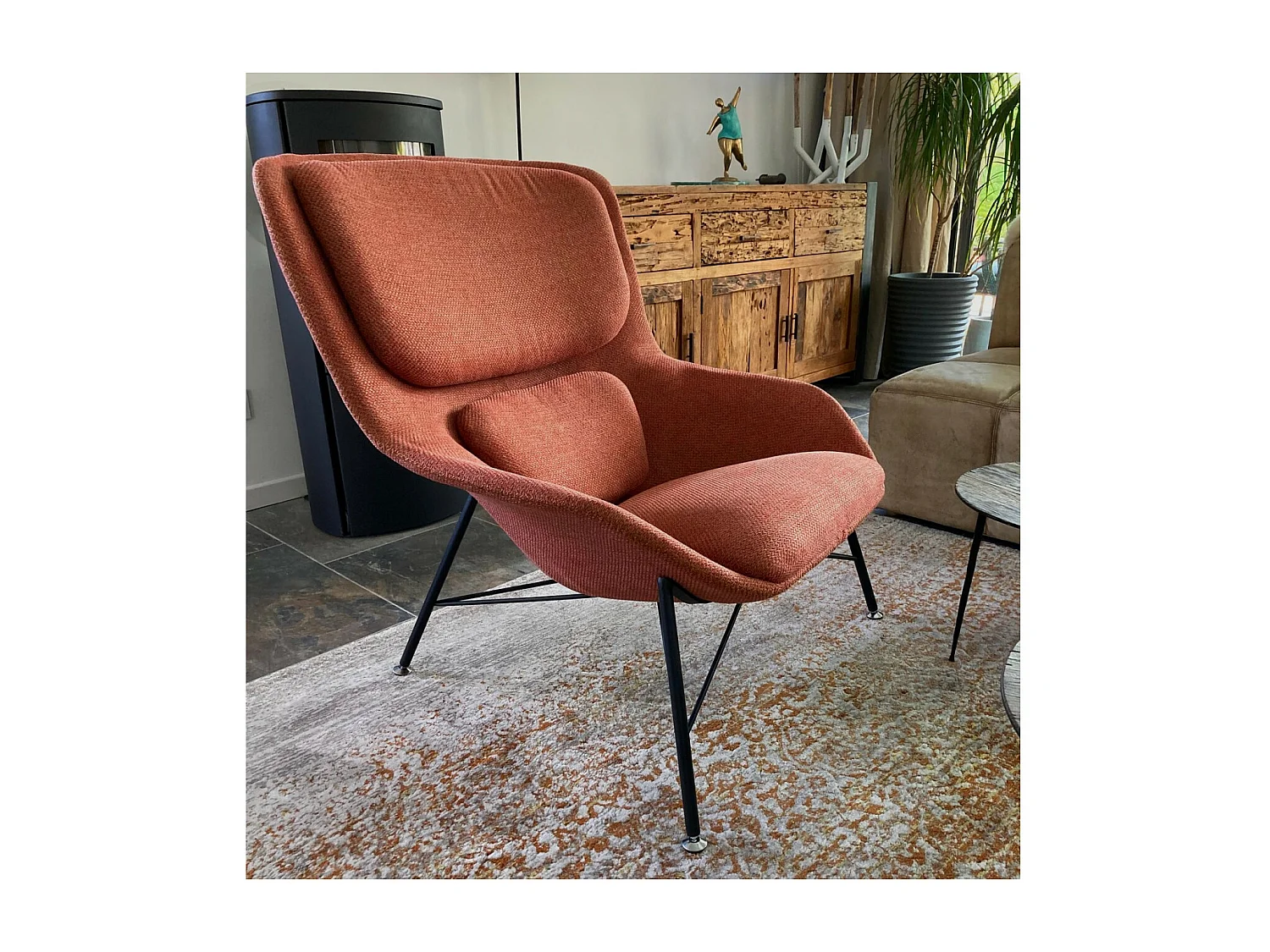 ROCKWELL - Fauteuil contemporain en tissu orange