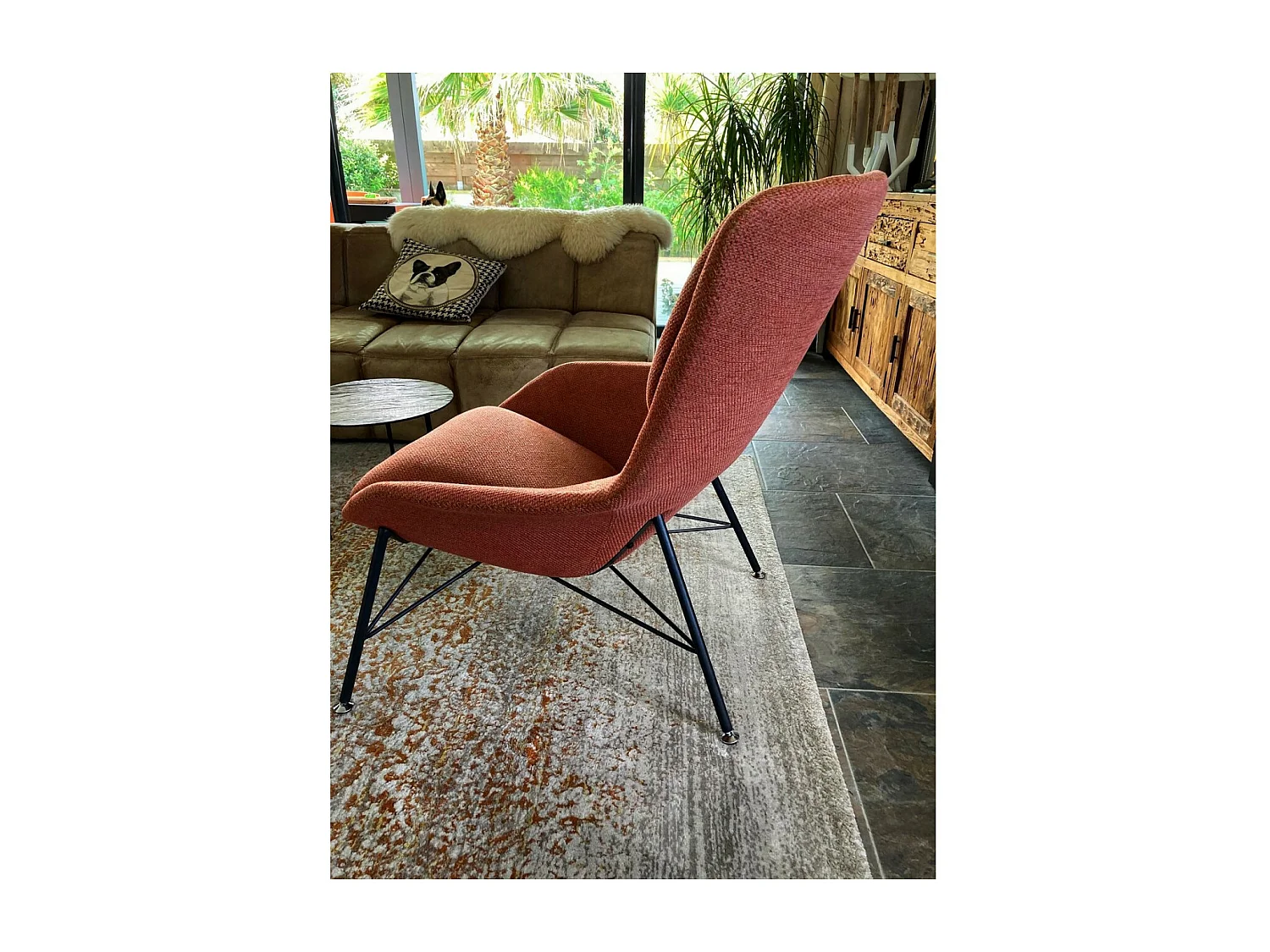 ROCKWELL - Fauteuil contemporain en tissu orange
