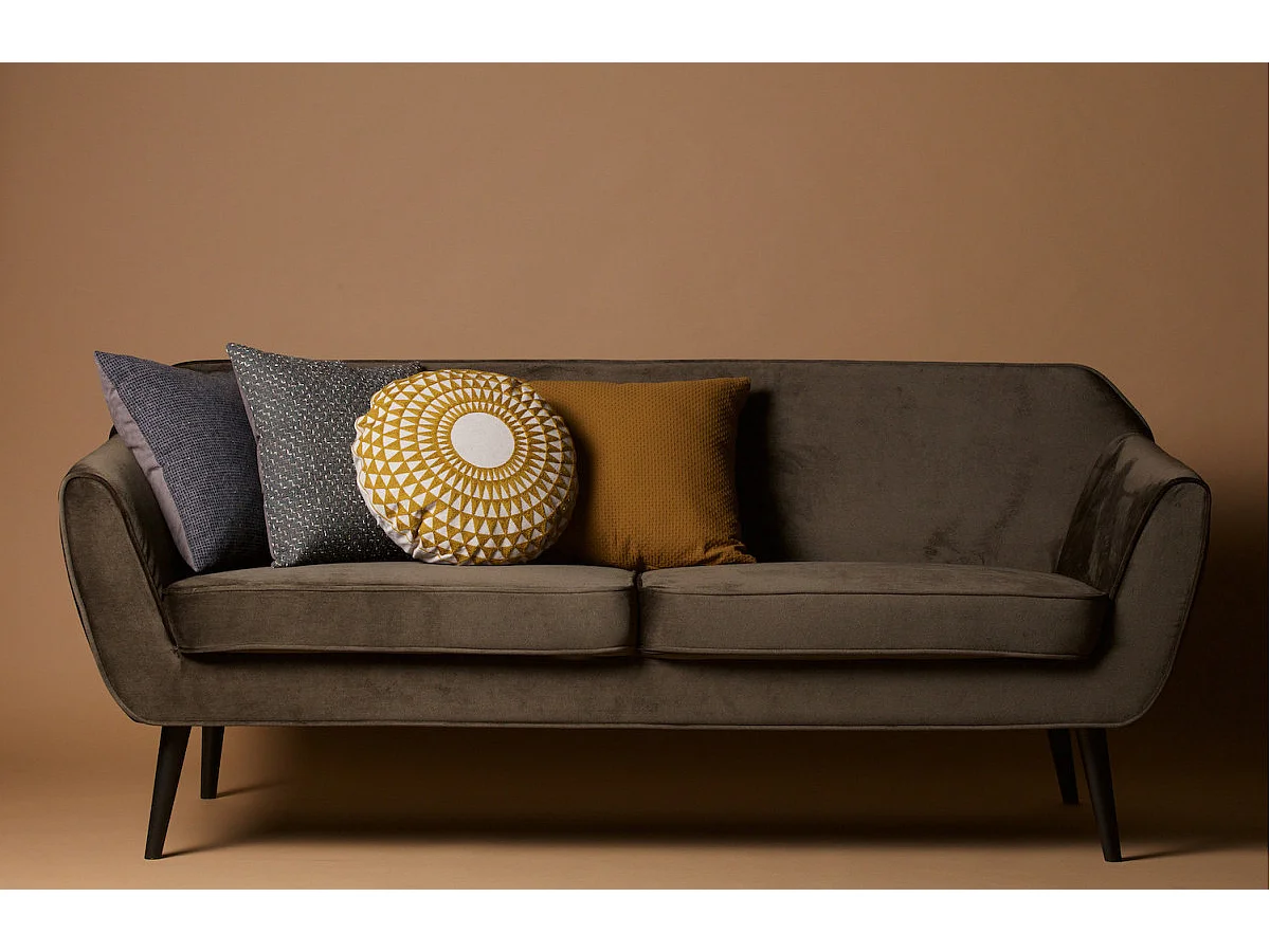 ROCCO - Canapé en velours doux vert chaud