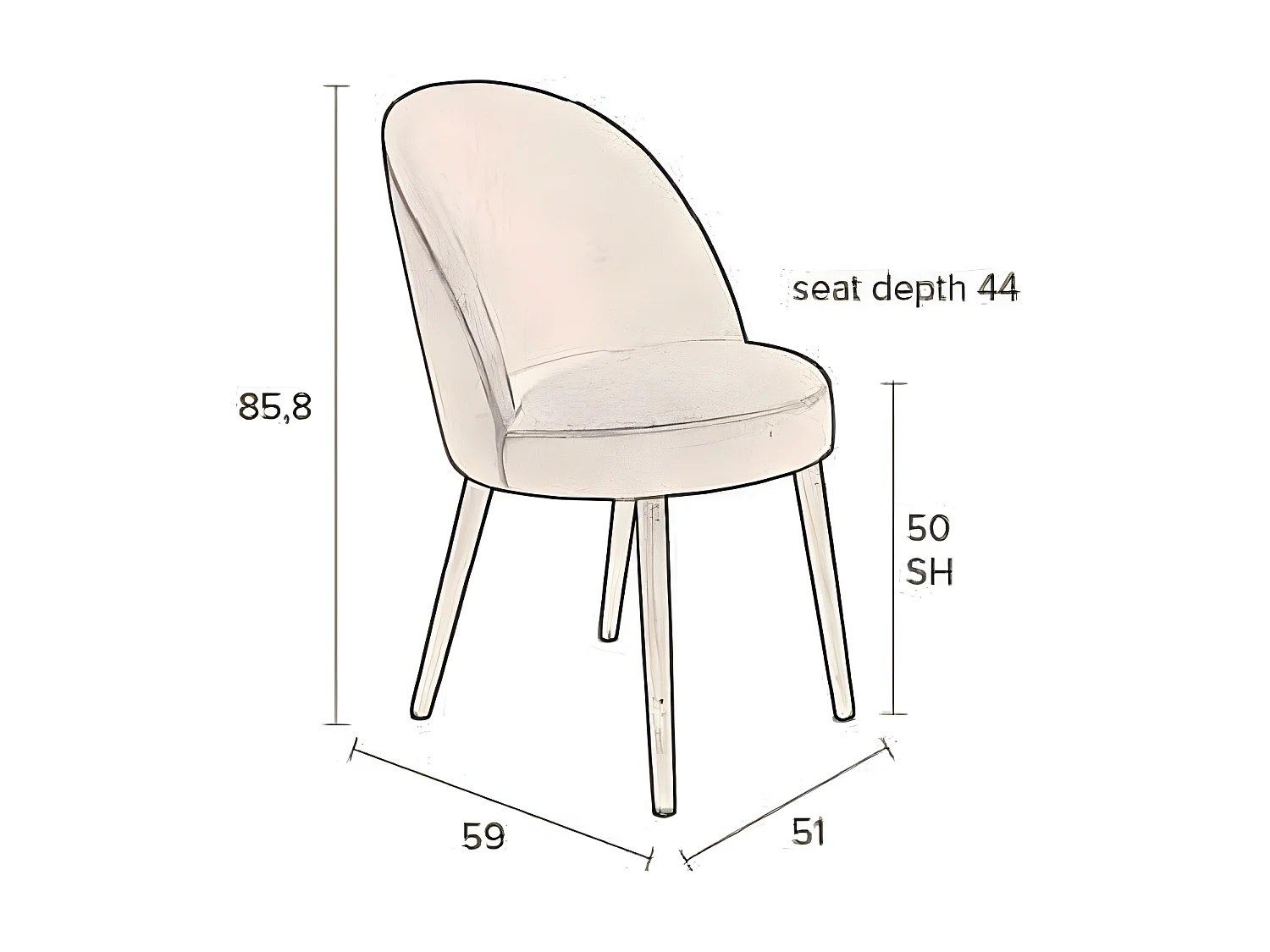 BARBARA - Chaise de repas en velours camel