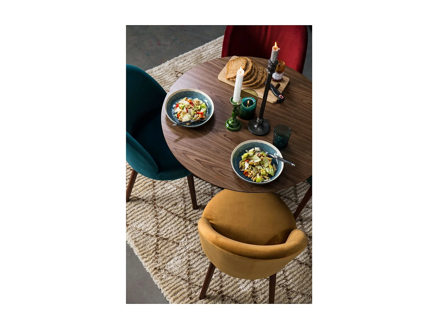 BARBARA - Chaise de repas en velours camel