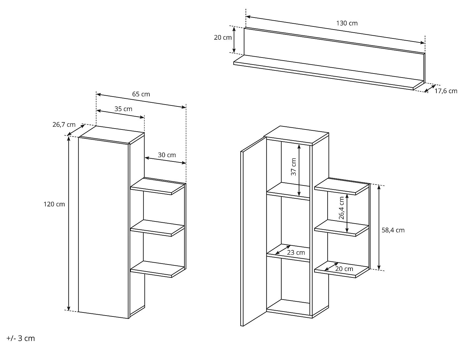 Mueble TV con compartimentos - Color: natural y antracita - IDESIA