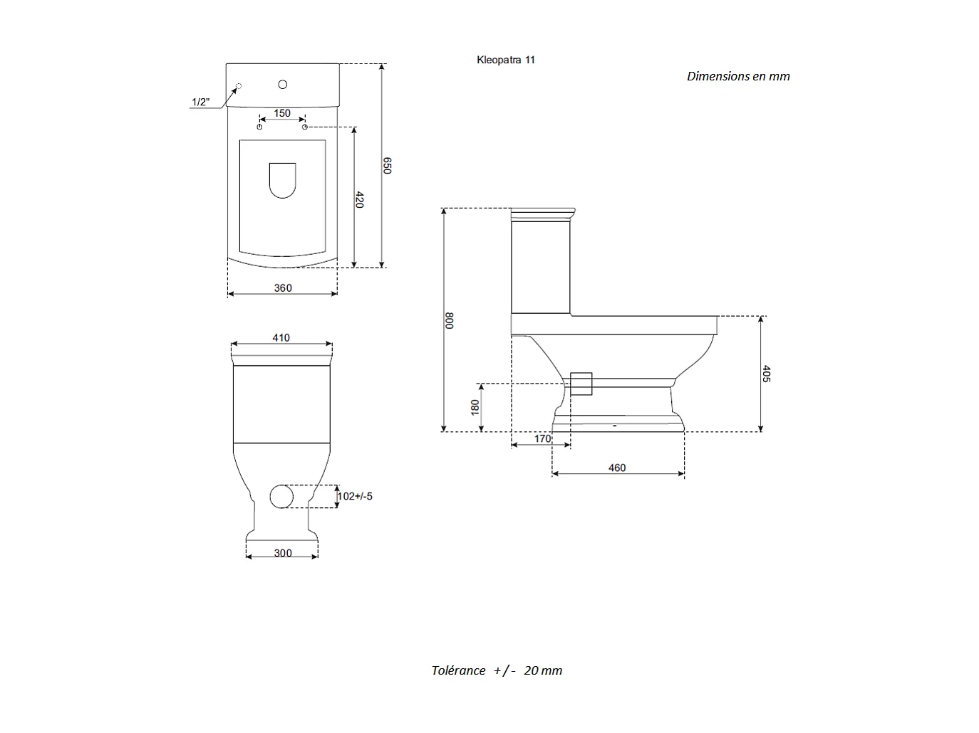 Toilette WC à poser rétro DERBY en céramique