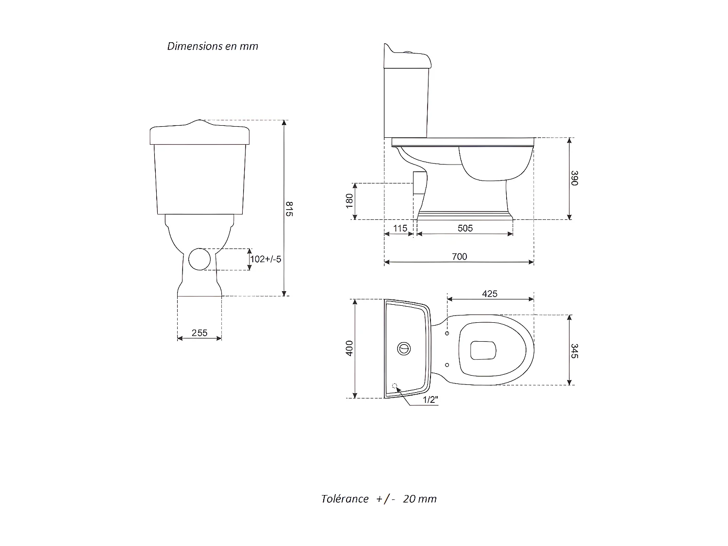 Toilette WC à poser rétro ABERY en céramique