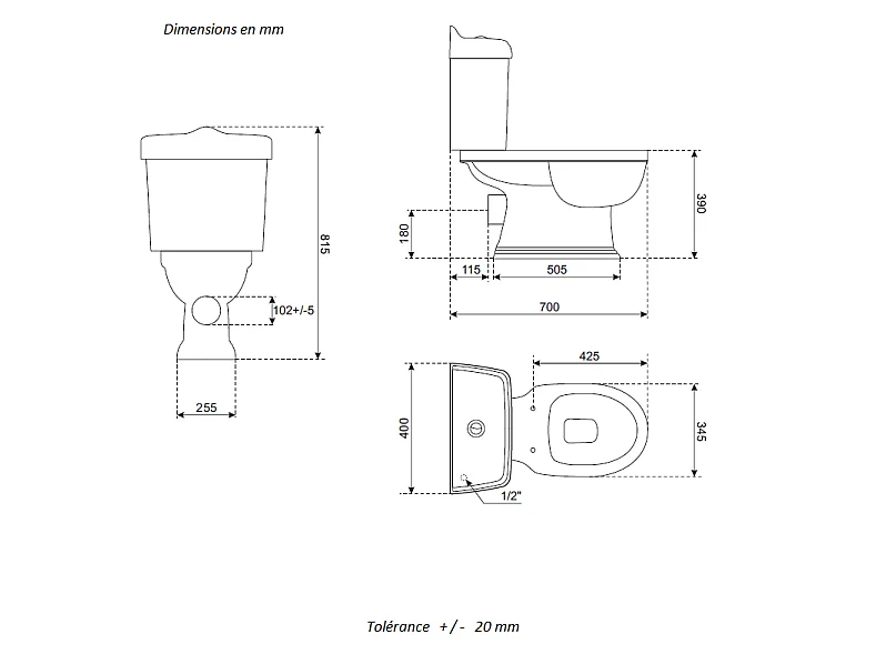 Toilette WC à poser rétro ABERY en céramique