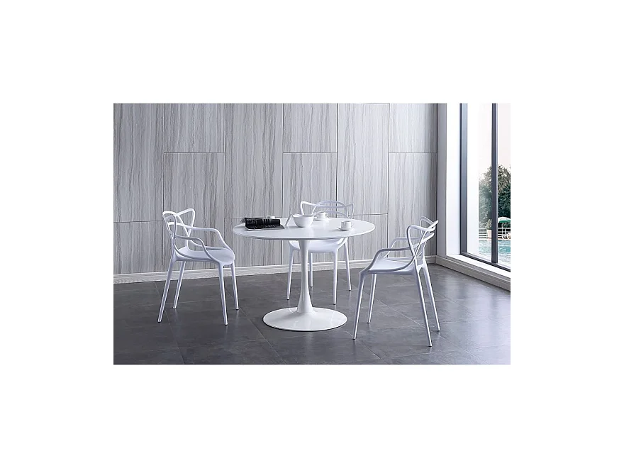 Table à manger ronde coloris blanc - Diamètre 110 x Hauteur 75 cm