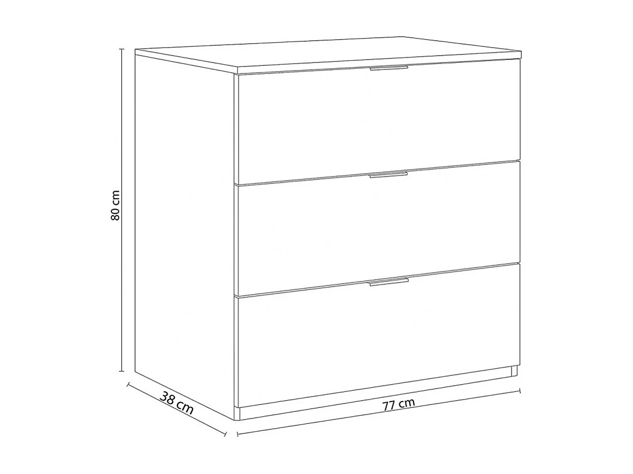 Commode avec 3 tiroirs coloris blanc - 80 x 77 x 38 cm